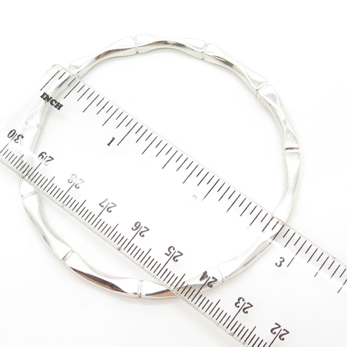 925 Sterling Silver Vintage Mexico Bamboo Bangle Bracelet 8