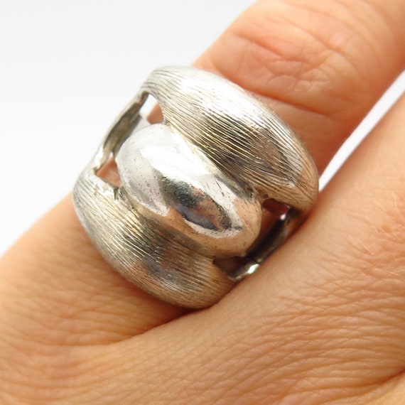 900 Silver Abstract Design Puffy Ring Size 5