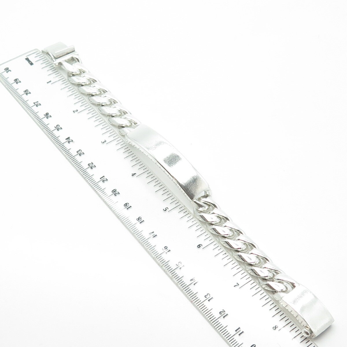 925 Sterling Silver Vintage Mexico Solid 96.9g ID Cuban Link 925 Sterling Silver Vintage Mexico Solid 96.9g ID Cuban Link