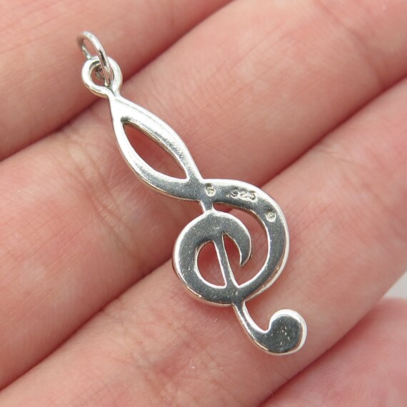 925 Sterling Silver Vintage Treble Clef Music Not… - image 2