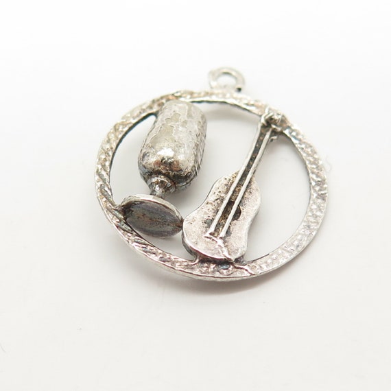 925 Sterling Silver Vintage Violin and Glass Circ… - image 4
