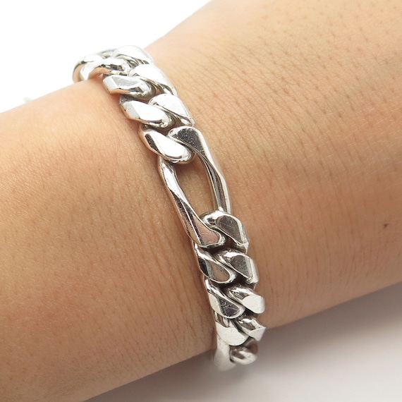 925 Sterling Silver Vintage Mexico Figaro Link Bracelet 8.5 925 Sterling Silver Vintage Mexico Figaro Link Bracelet 8.5