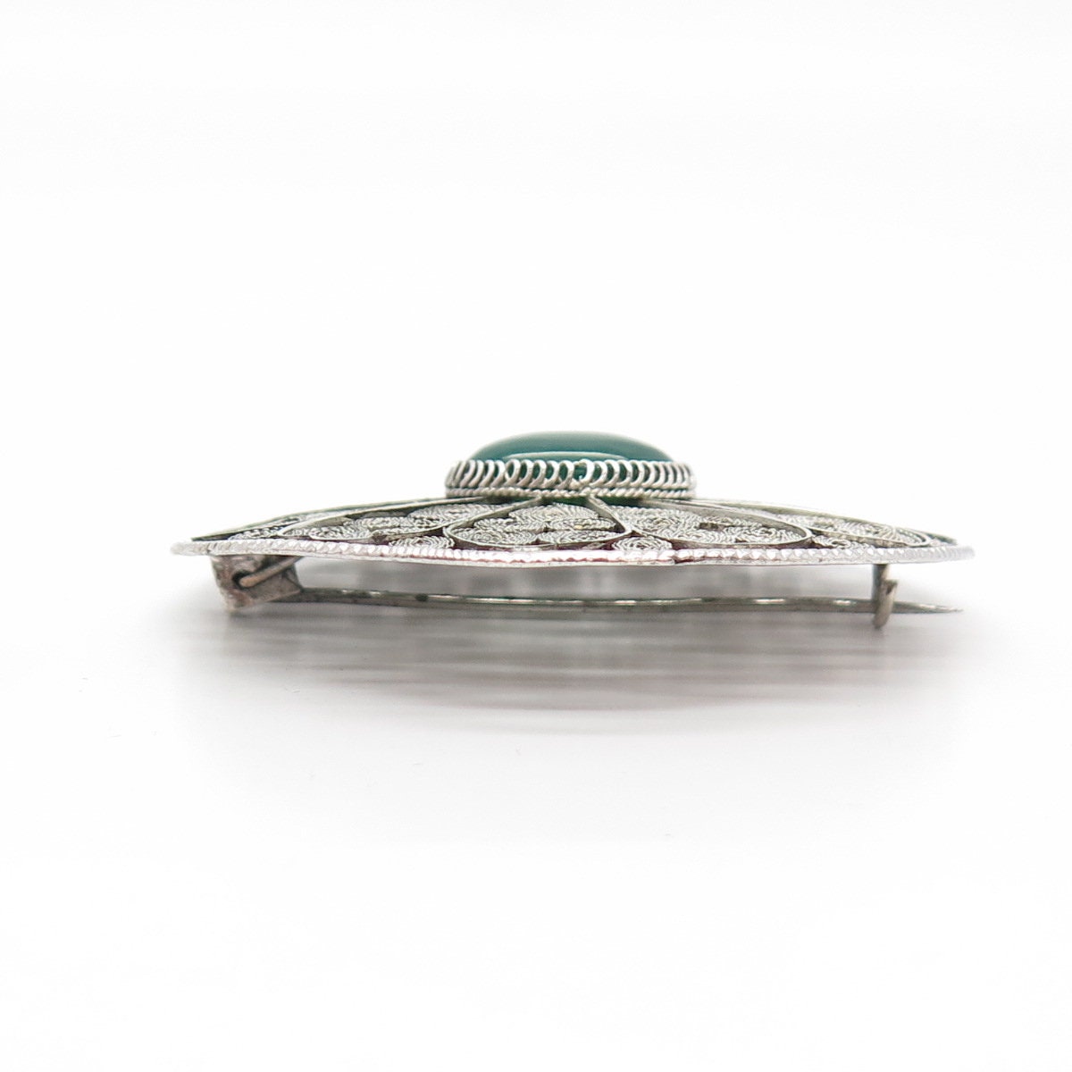 925 Sterling Silver Vintage Real Green Onyx Gemstone