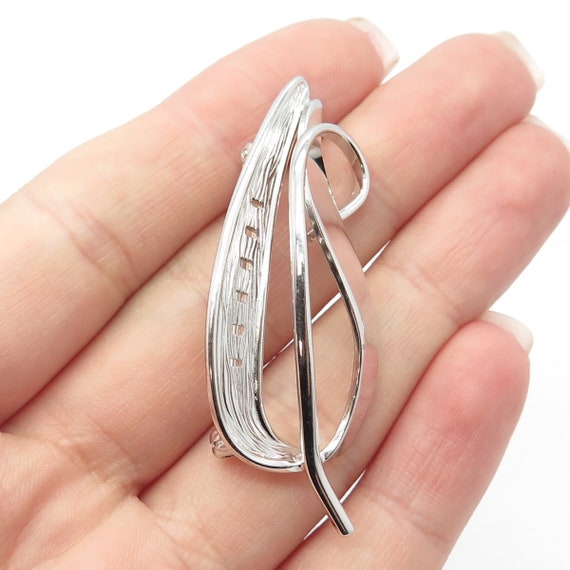 925 Sterling Silver Vintage Vargas Leaf Pin Brooch