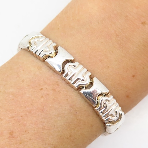 925 Sterling Silver Italy Fancy Link Bracelet 6 3… - image 1