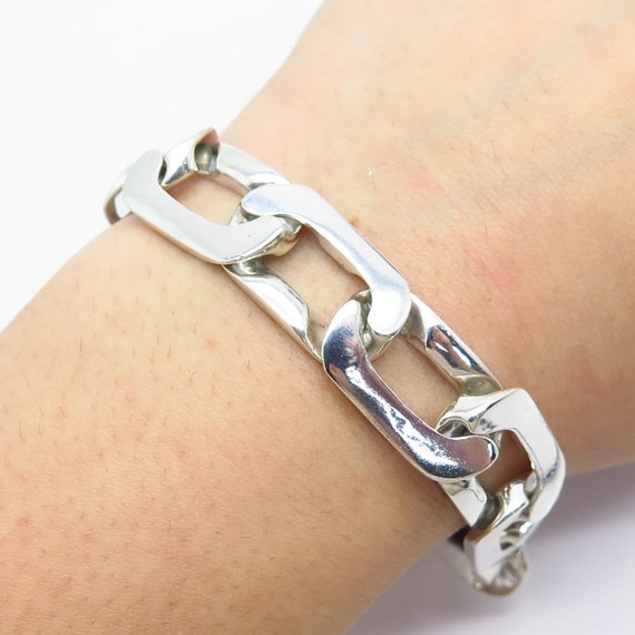 Buy 925 Sterling Silver Vintage Mexico Square Link Bracelet 6.25