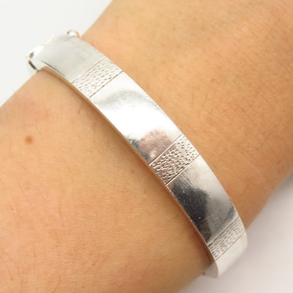 950 Silver Vintage Hinged Bangle Bracelet 7" - image 1