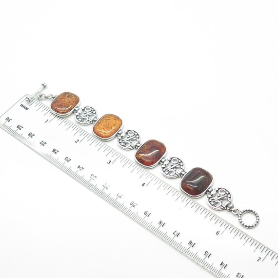 925 Sterling Silver Real Cabochon Amber Panel Swi… - image 2