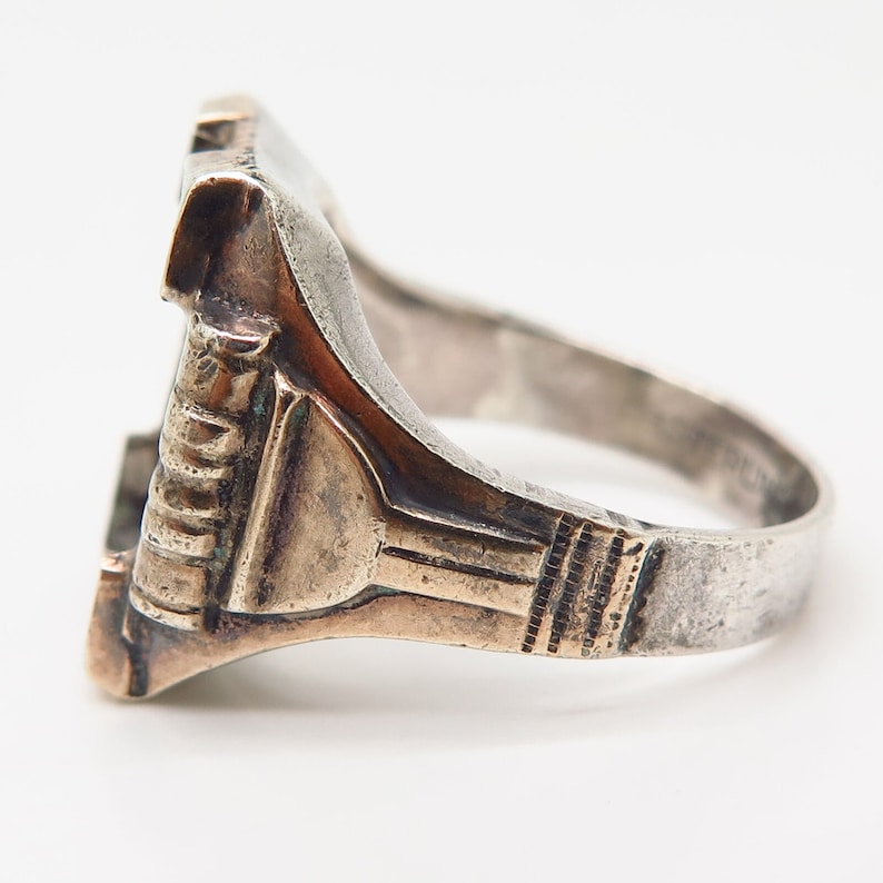 925 Sterling Silver 10K Antique Art Deco Ostby and Barton Mens Ring Size 10