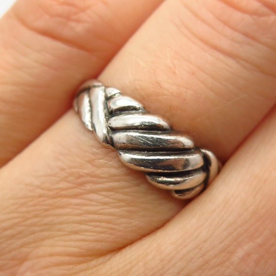 925 Sterling Silver Vintage Wicker Design Ring Size 7 1/4 - Etsy