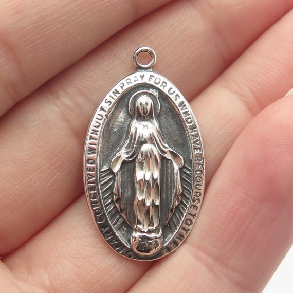 925 Sterling Silver Vintage Shube Virgin Mary Pen… - image 1