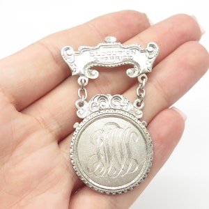925 Sterling Silver Vintage &quot;Elocution 2nd Prize&quot; Award Pin Brooch