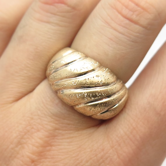 925 Argent Sterling Plaque Or Vintage Italie Bague Rayee Taille 8 Etsy France