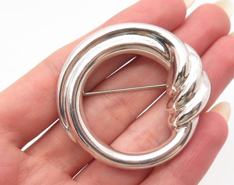 925 Sterling Silver Vintage Bayanihan Ribbed Pin Brooch