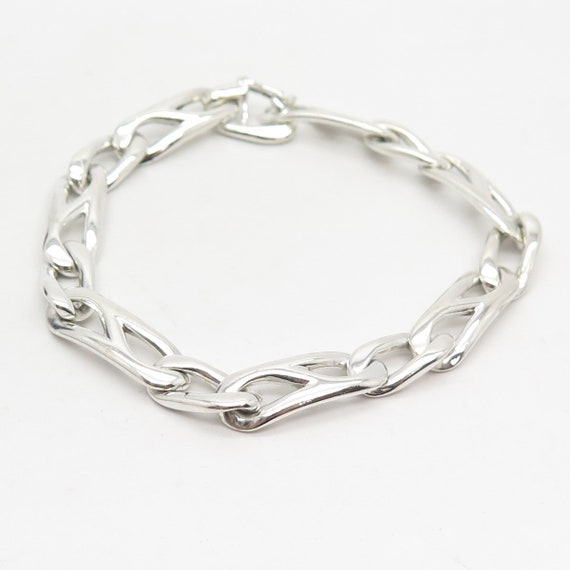 925 Sterling Silver Vintage Infinity Link Bracele… - image 4