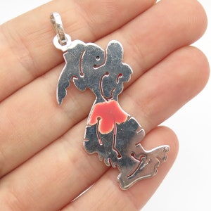925 Sterling Silver Vintage Enamel Asterix Pendant