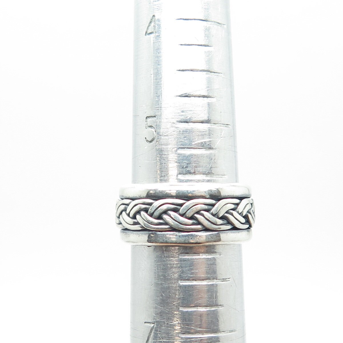 925 Sterling Silver Vintage Mexico Woven Rotating Band