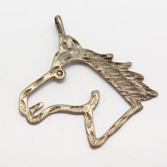925 Sterling Silver Horse Head Design Pendant Gem