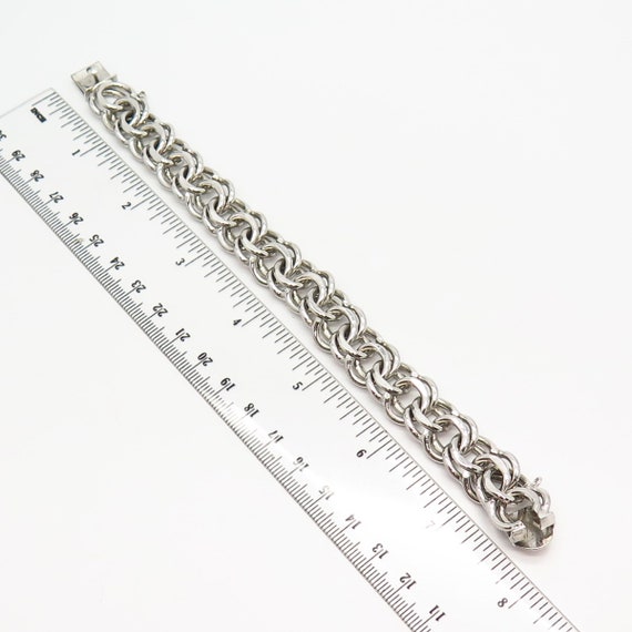 925 Sterling Silver Vintage Wide Thick Double Link Bracelet