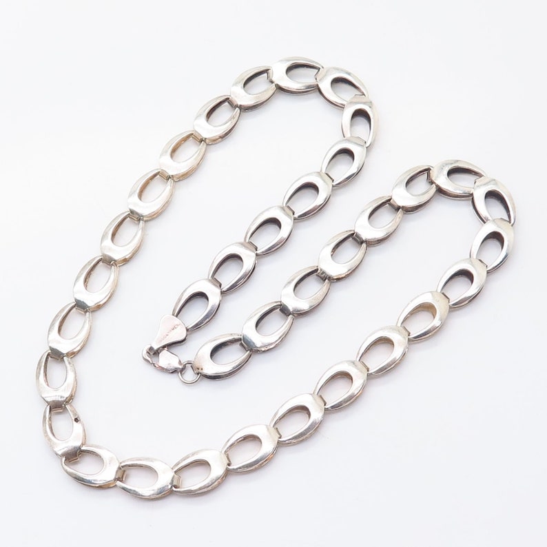 925 Sterling Silver Vintage Mexico Cresent Moon Chain Necklace 17