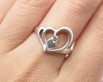 925 Sterling Silver Vintage Open Heart Ring Size 7.5 - Etsy