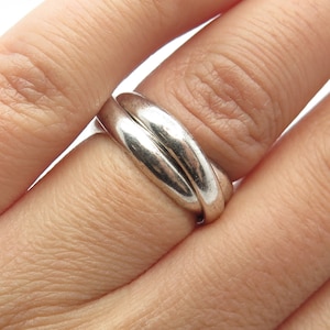 950 Silver Vintage Mexico Triple Interlocked Band Ring Size 6.25