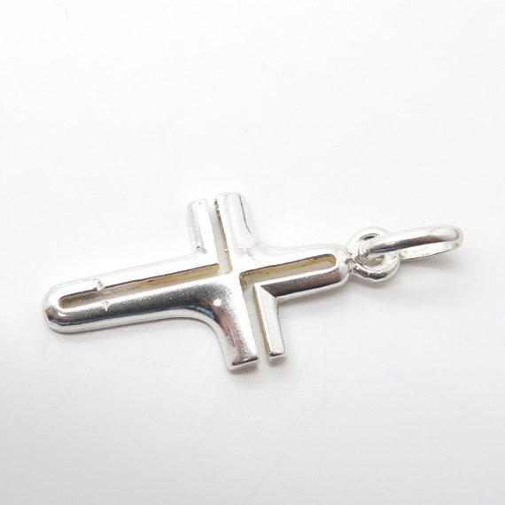 925 Sterling Silver Vintage Cross Modernist Penda… - image 5