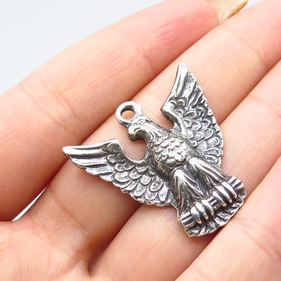 925 Sterling Silver Vintage Eagle Pendant - image 1