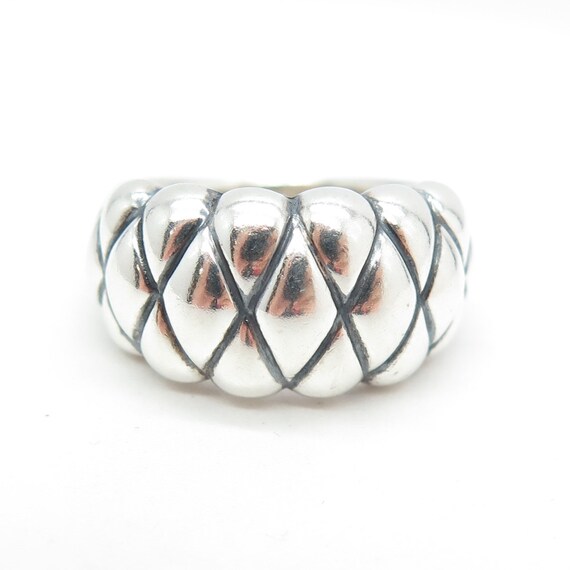 925 Sterling Silver Vintage Puffy Ring Size 7.5 - image 3