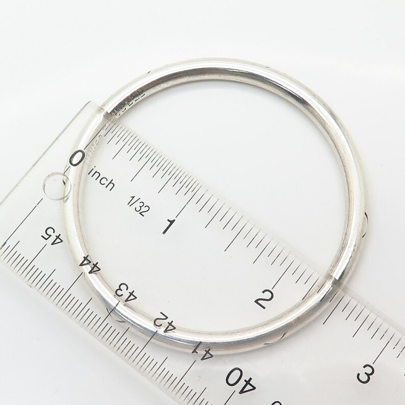 925 Sterling Silver Vintage Mexico Cutout Design Bangle Bracelet 7