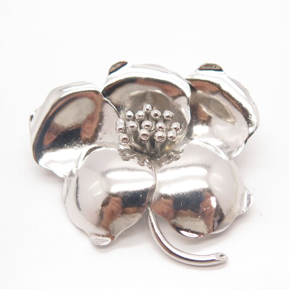 835 Silver Vintage Floral Pin Brooch - image 4