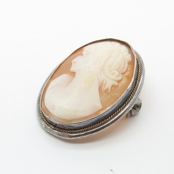 800 Silver / Gold Antique Real Mother-Of-Pearl Ca… - image 5