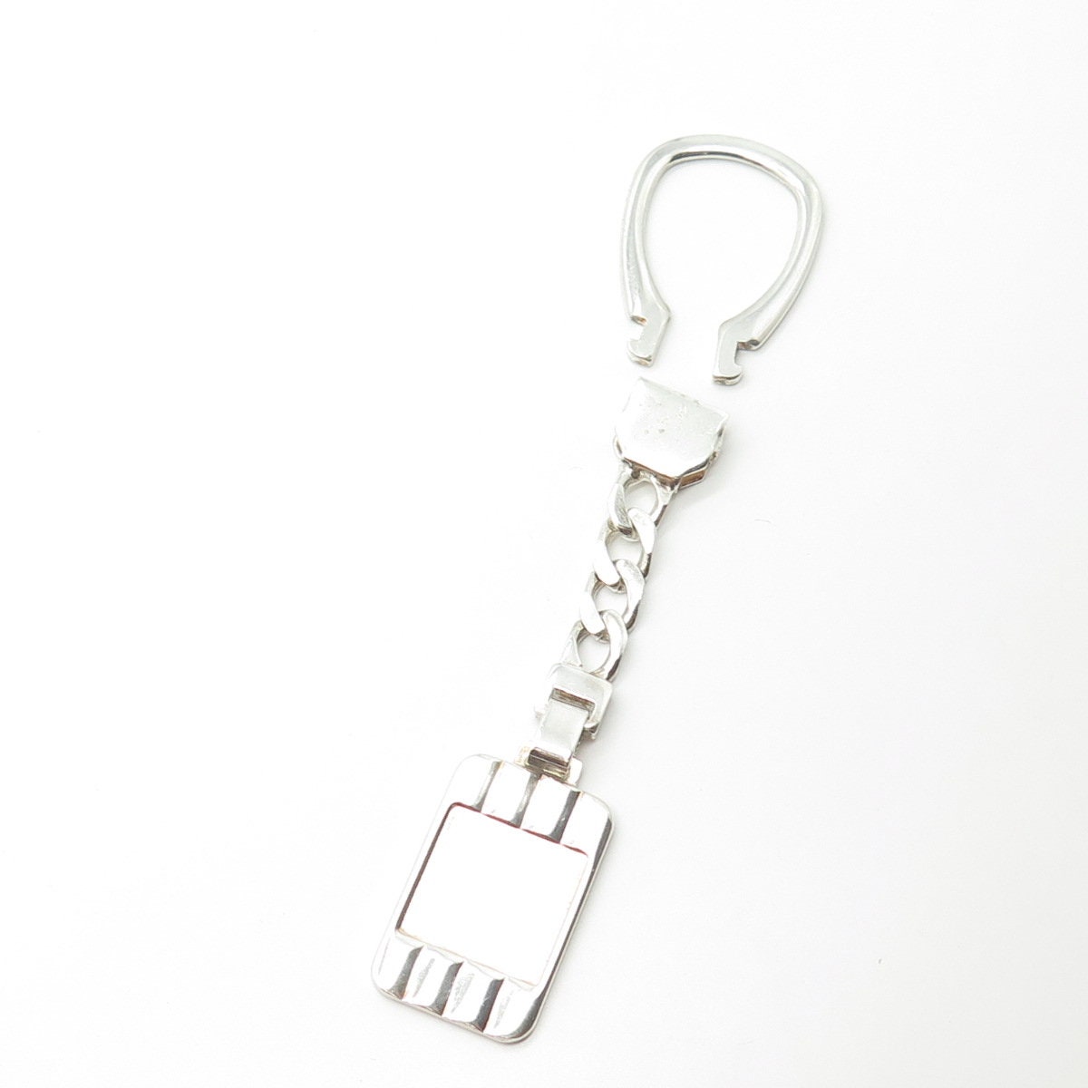 925 Sterling Silver Vintage Italy Rectangular Tag Fob Key Chain