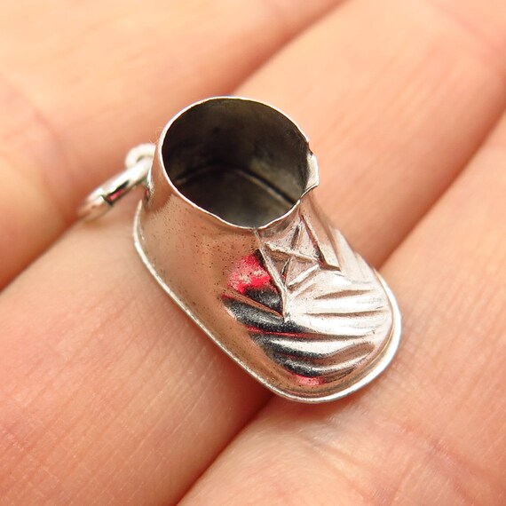 Details about / VINTAGE Sterling BABY SHOE w LACES Charm WELLS for bracelet