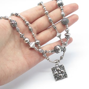 TRES JOLIE Vintage 925 Sterling Silver 2-row Beaded Floral Chain ...