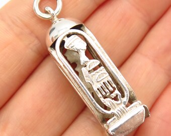 925 Sterling Silver Vintage Egyptian Cartouche Design Pendant