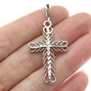 925 Sterling Silver Vintage Filigree Cross Pendant