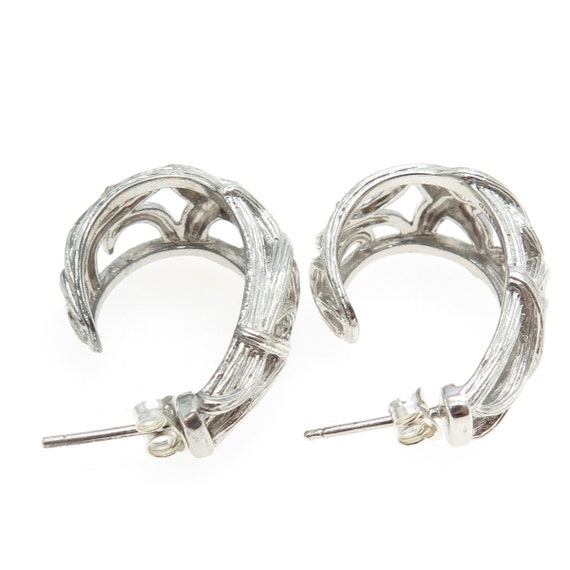 ARIVA 925 Sterling Silver Vintage Ornate Hoop Earrings View 6