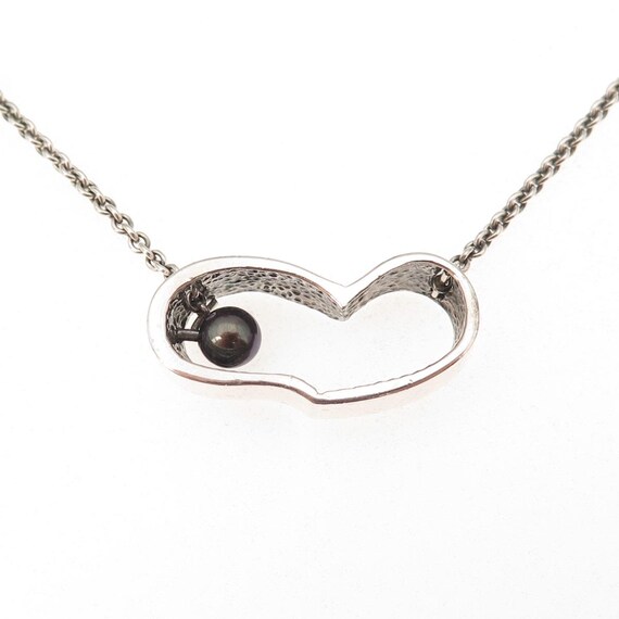 Be Well with Arielle 925 Sterling Silver Vintage Real Pearl Heart Necklace 18" View 3