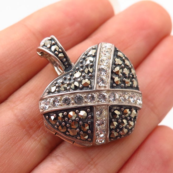 925 Sterling Silver Real Marcasite Gem and C Z Pu… - image 1