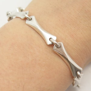 925 Sterling Silver Vintage Mexico Bar Link Bracelet 7&quot;