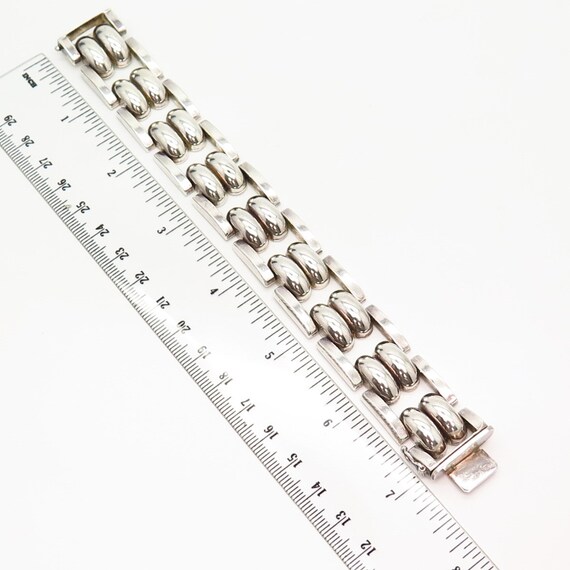 925 Sterling Silver Vintage Italy Heavy Gate Link Bracelet