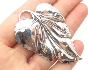 925 Sterling Silver Antique Danecraft Leaf Pin Brooch