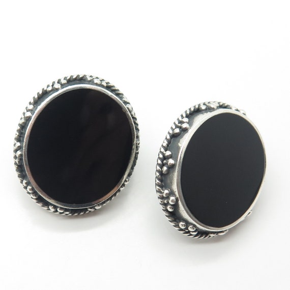 925 Sterling Silver Vintage WOODS Real Black Onyx… - image 4