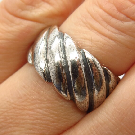 最も優遇の Sterling 925 Silver Etsy - 7 Size Ring Band Wide Design Twisted アクセサリー