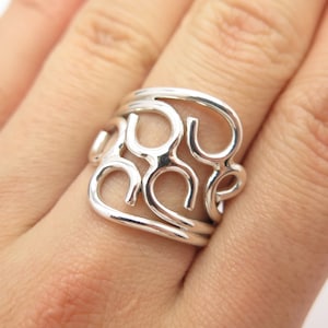 925 Sterling Silver Vintage Swirl Ornate Ring Size 8