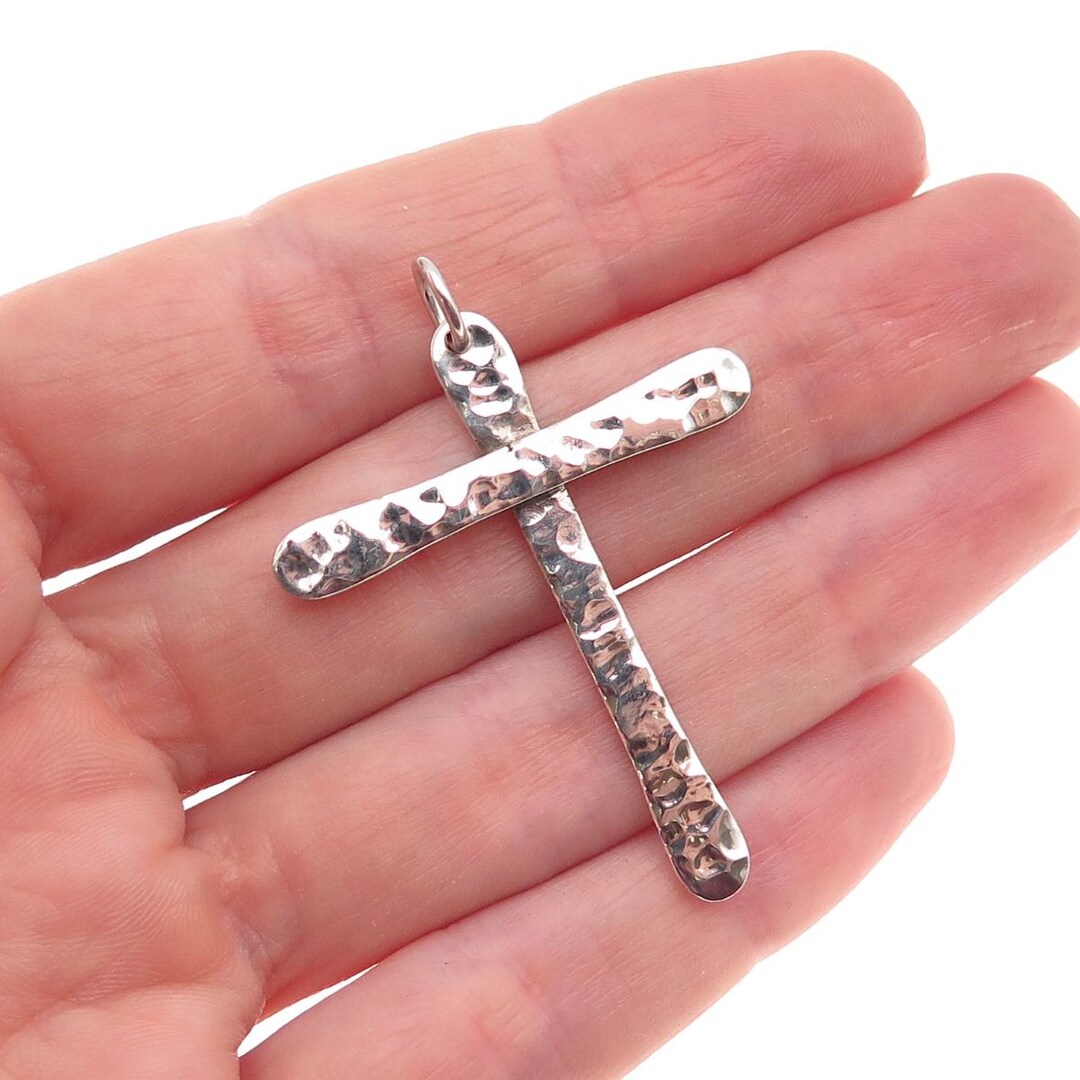 925 Sterling Silver Vintage HOB Mexico Cross Hammered Charm Pendant - Etsy
