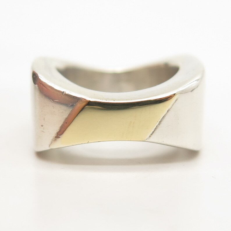925 Sterling Silver Vintage Israel Modernist Ring Size 7 14