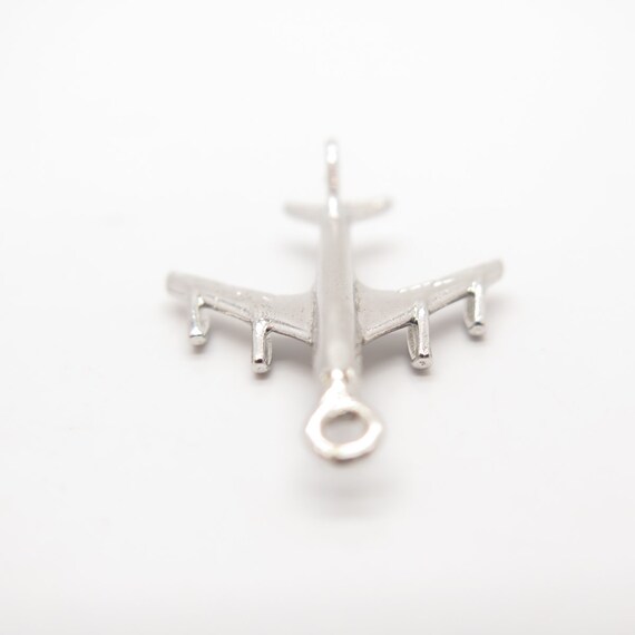 925 Sterling Silver Vintage Airplane Pendant - image 6