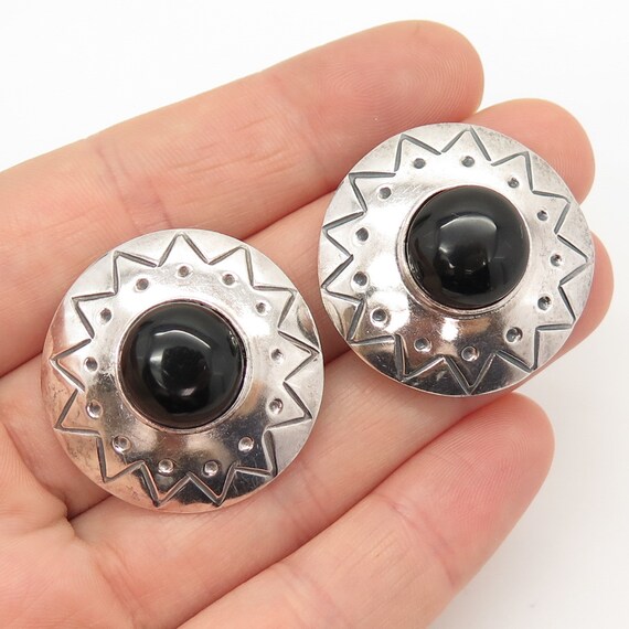 925 Sterling Silver Vintage Mexico Black Onyx Gem… - image 1